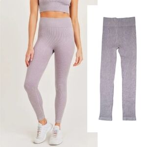 Mono B Ribbed Essential Mineral Wash Seamless High-Waist Leggings – Size Large